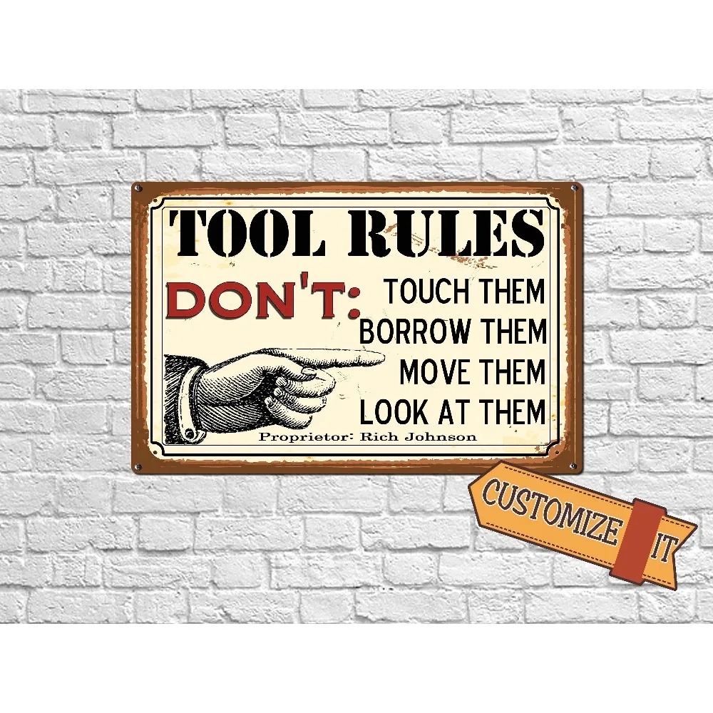 Workshop Tools And Names - CIFbuy Placa Metálica Plana 2D Personalizable,