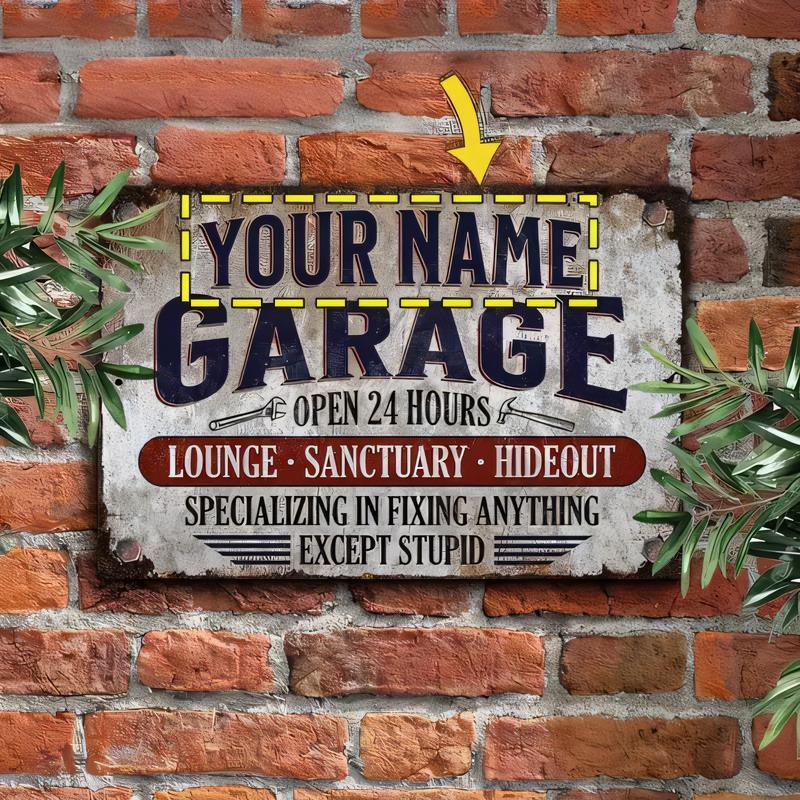 Workshop Tools And Names - Letrero metálico vintage personalizable con tu