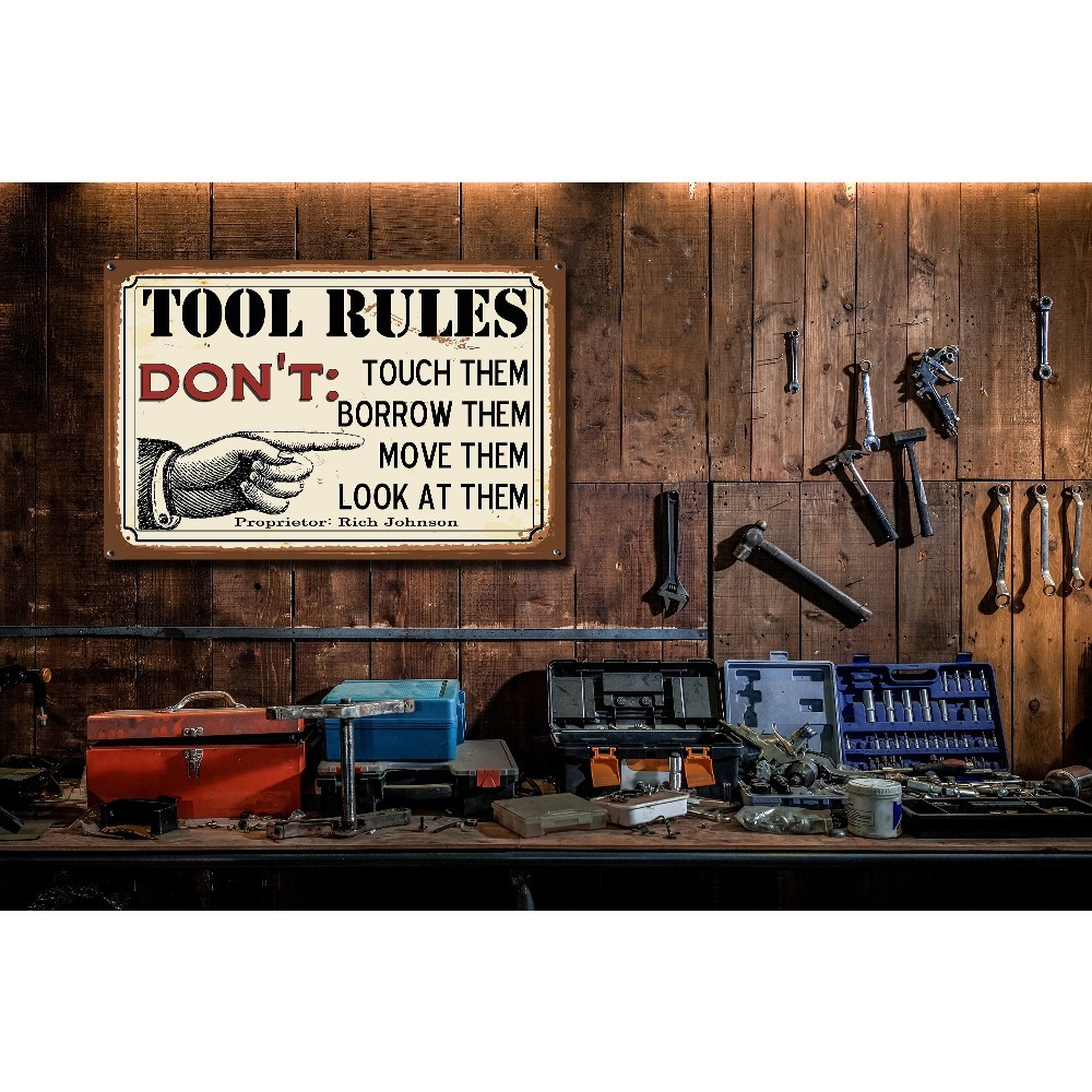 1 placa metálica personalizabl - Workshop Tools And Names reseña y precio