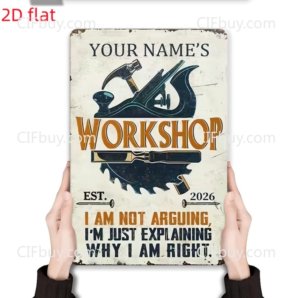 Letrero Metálico Vintage 2D Pe - Workshop Tools And Names reseña y precio
